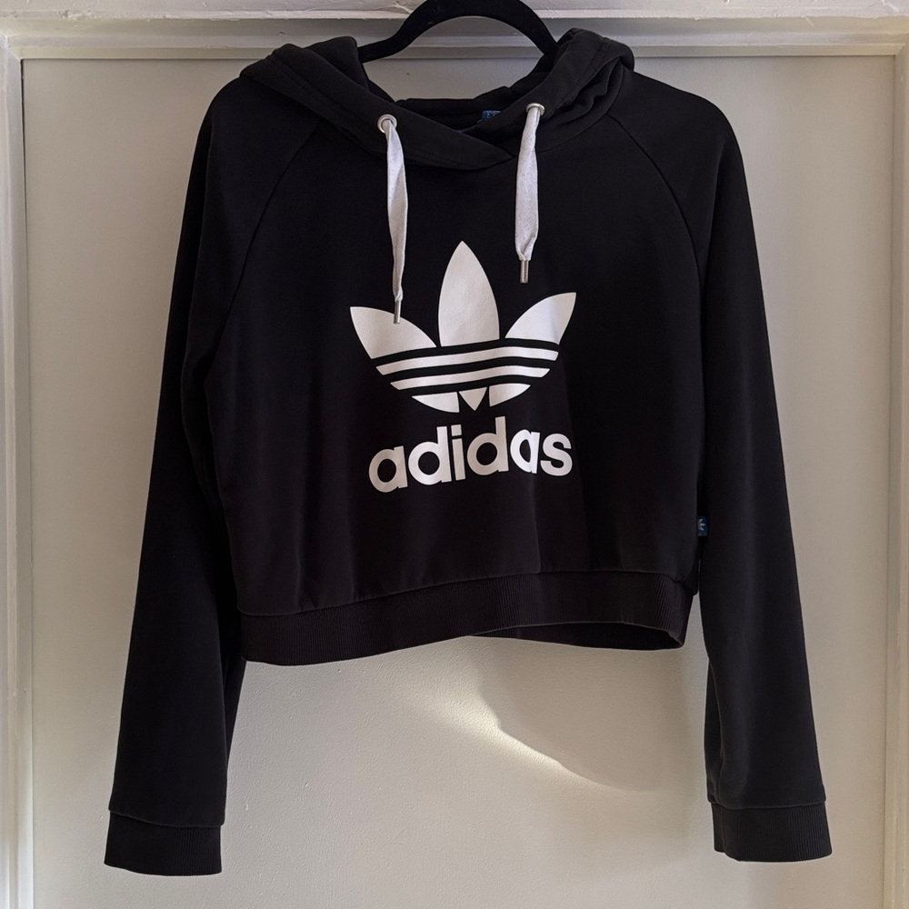 ❤️Adidas Trefoil Black Hoodie with White Logo size M